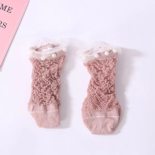 Lace Bead Socks Pink - Shop at LoveMi