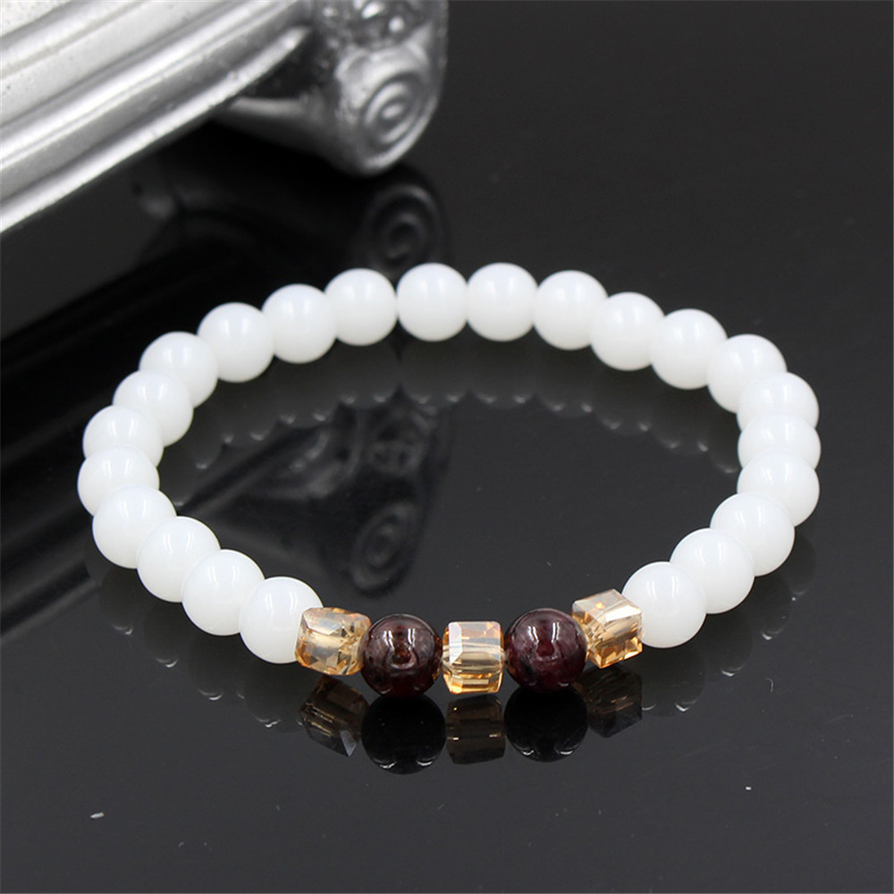 Natural garnet white jade bracelet