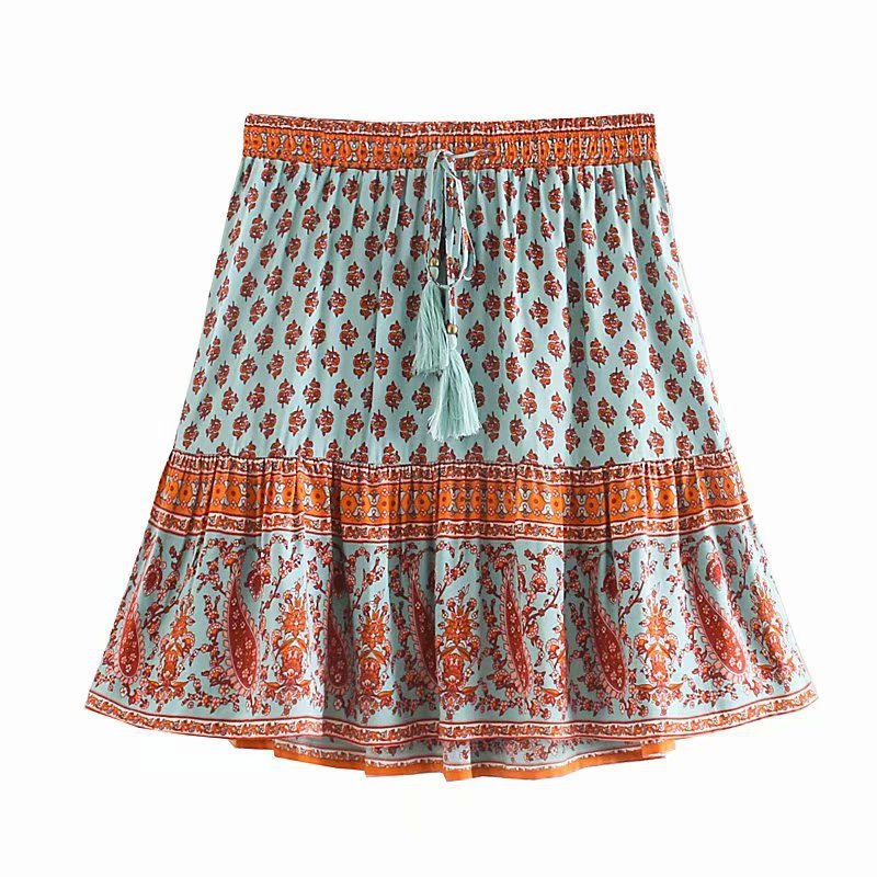 Title 3, Printed elastic waist skirt, offering comfort a...