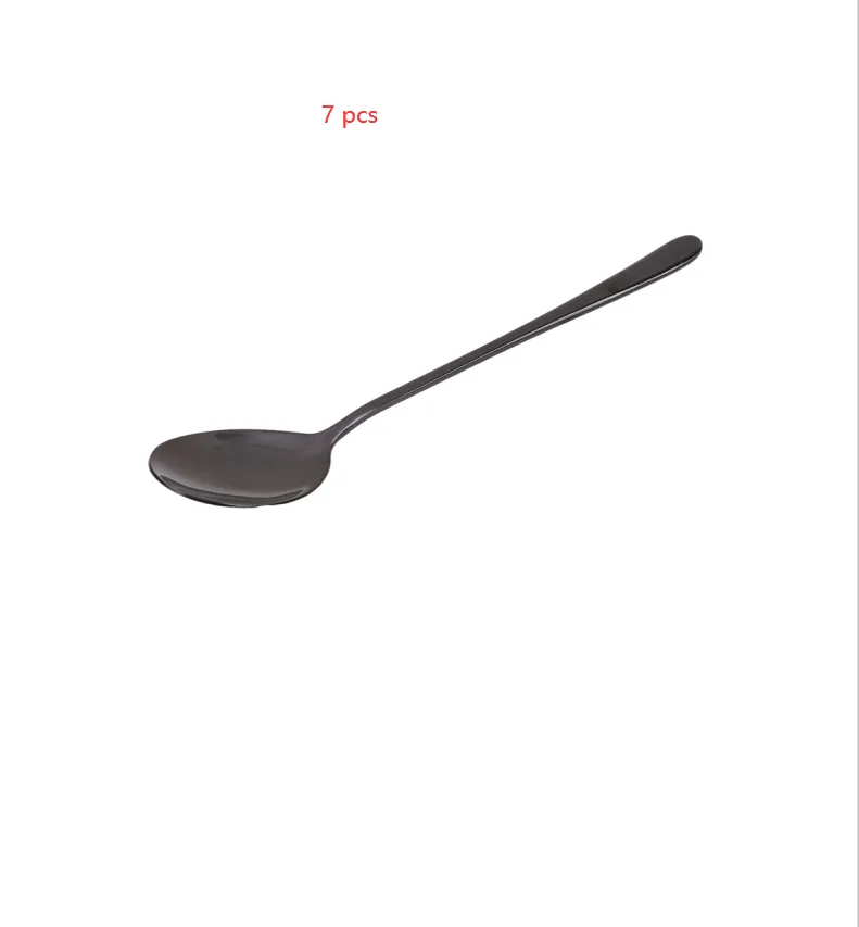 Tableware titanium plated long handle spoon - Black