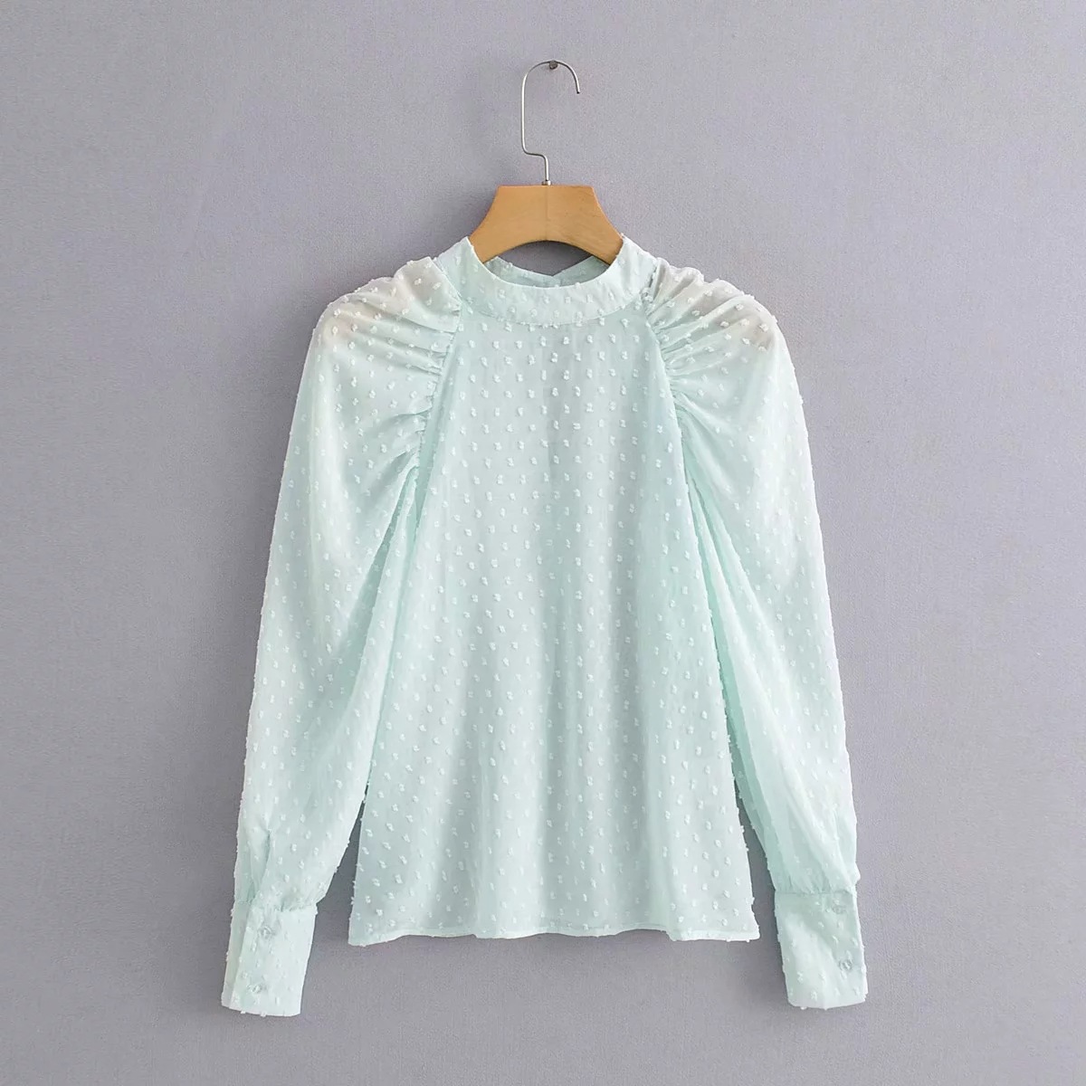 Transparent jacquard long sleeve shirt