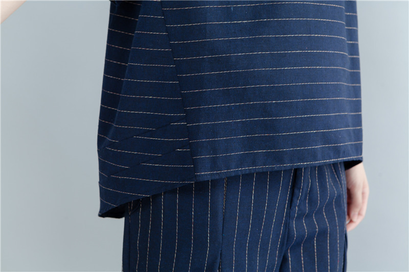 Large size striped suit casual two-piece suit