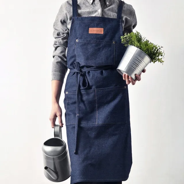 Canvas kitchen Japanese denim cotton apron Dark Blue - Shop at LoveMi