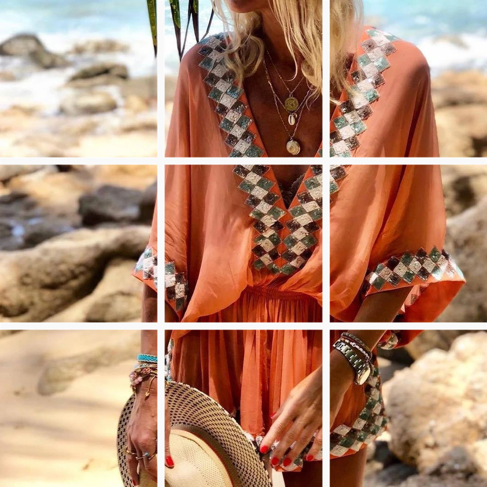 Bohemian positioning print lace midi dress