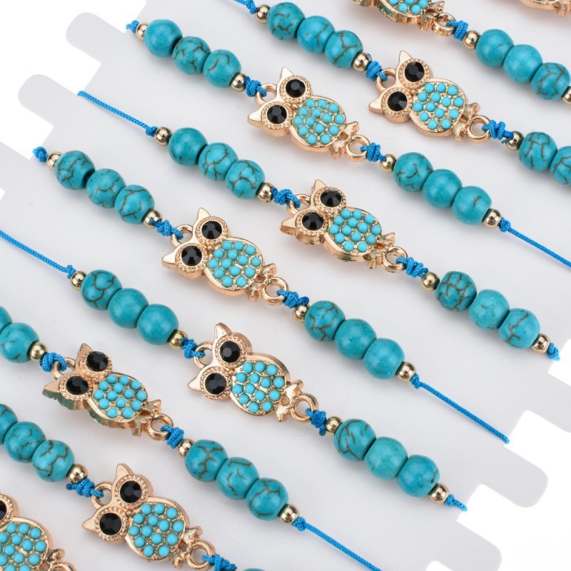 Hand-woven turquoise beaded bracelet