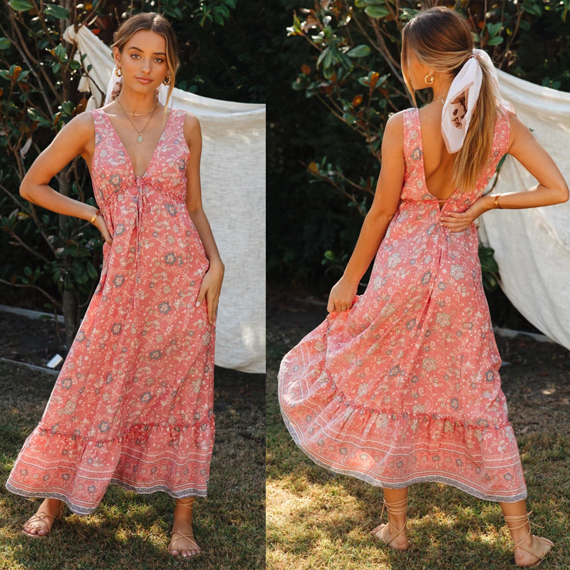 Printed irregular skirt dress