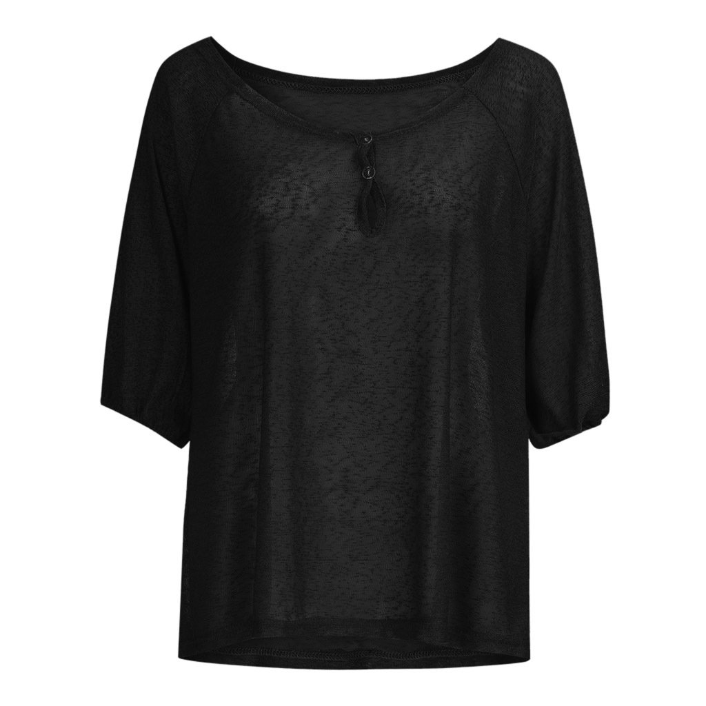Two-button T-shirt with pullover neckline