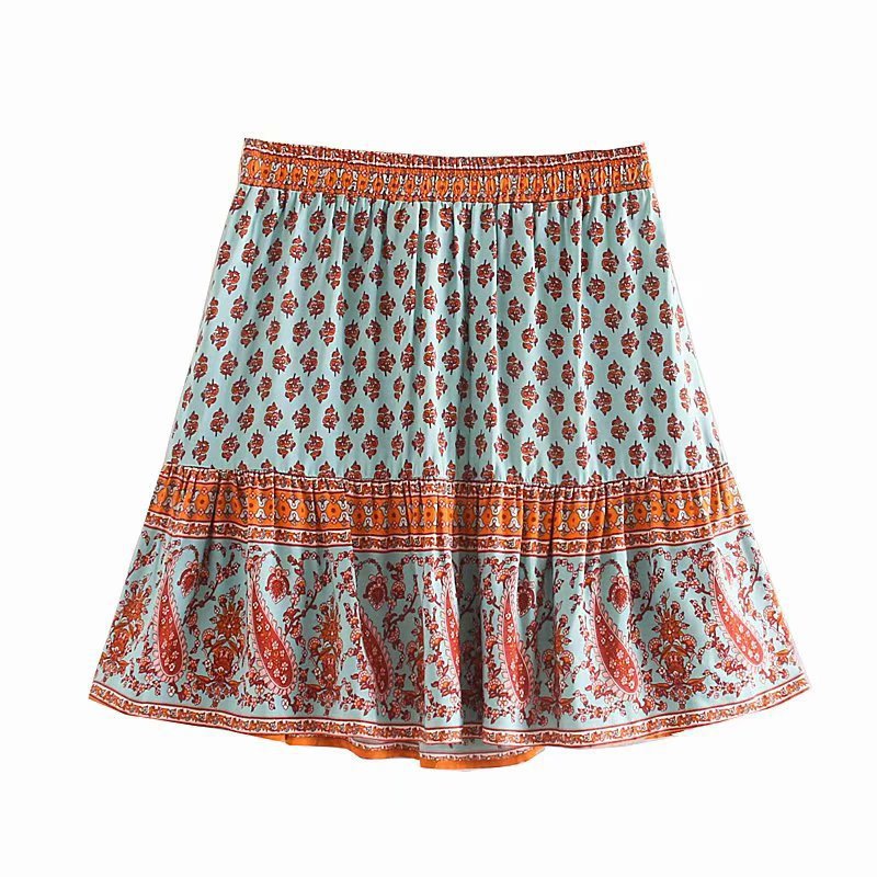 Title 5, Printed elastic waist skirt, offering comfort a...