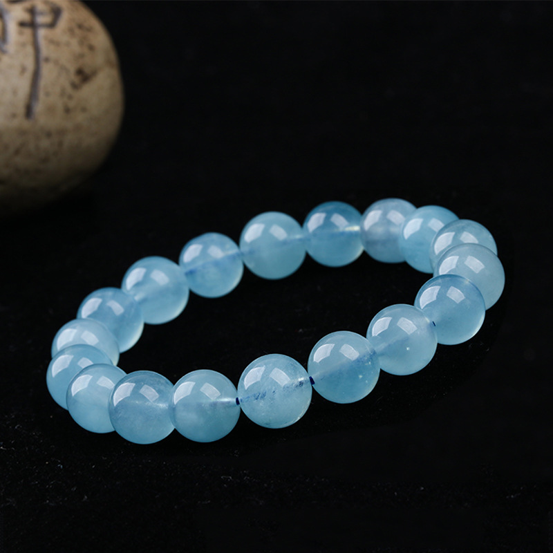 Aquamarine single circle loose beads bracelet