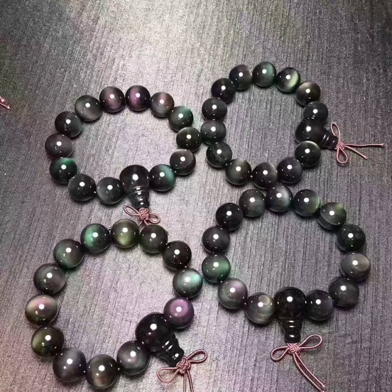 Double color eye obsidian bracelet