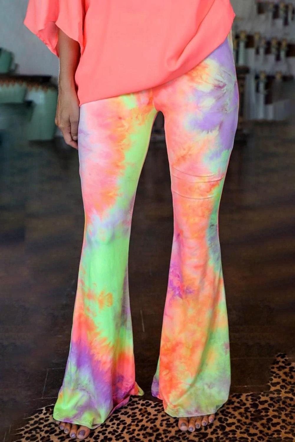 Tie-dye print flared pants