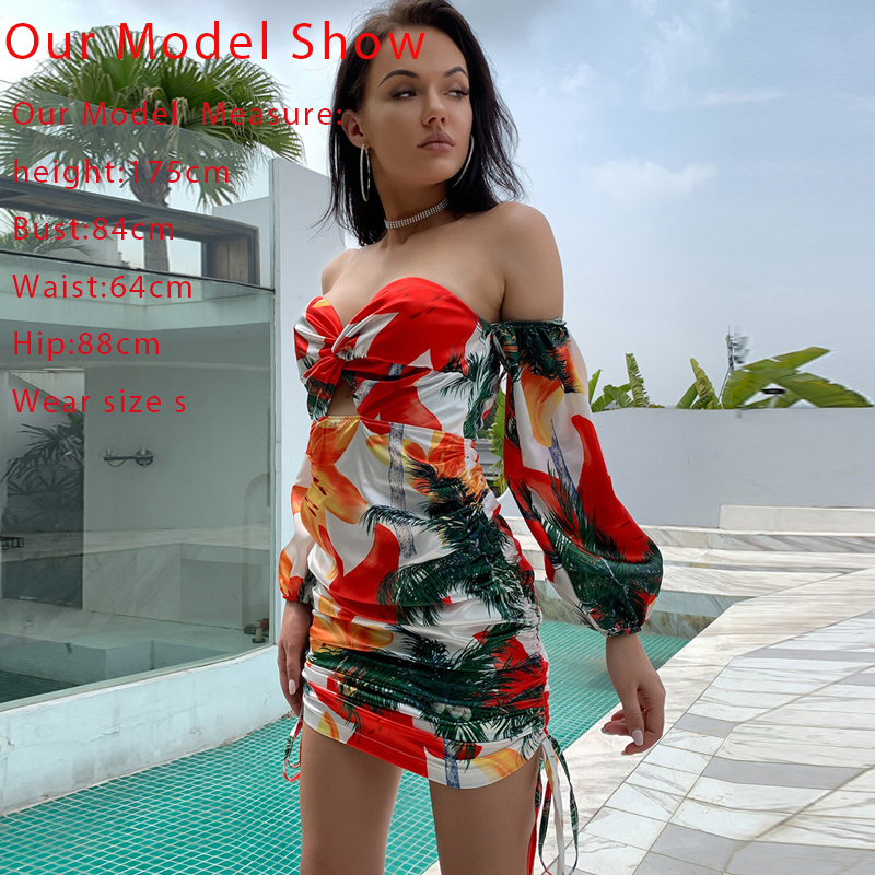 Red one-shoulder print dress