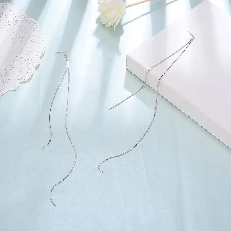 Silver Needle Super Long Earline