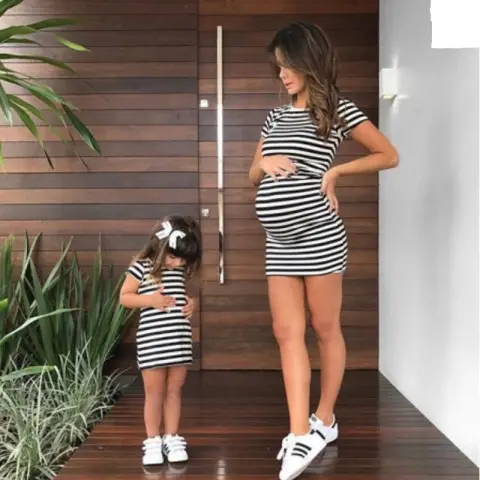 Striped Parent-child Dress