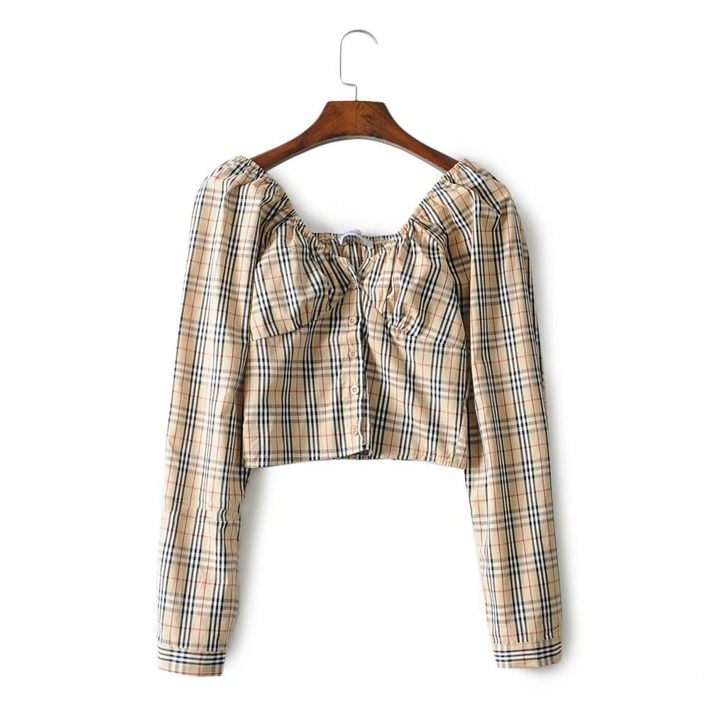 Puff sleeve short shirt