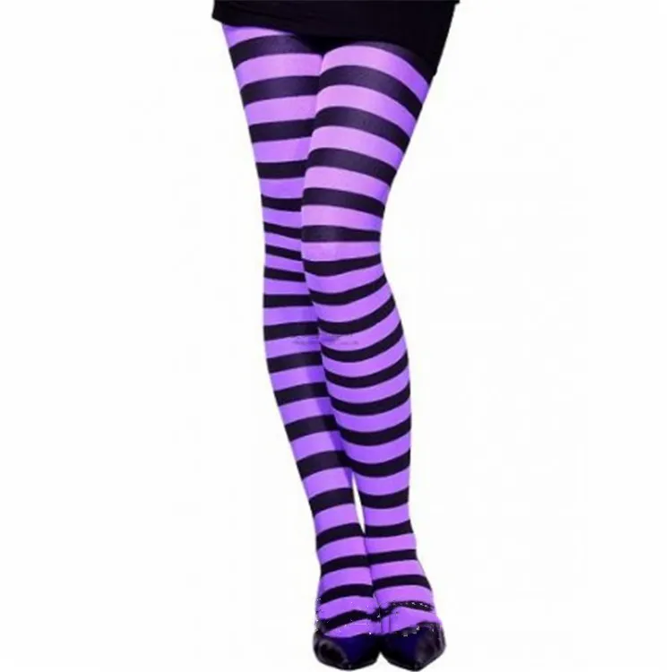 Masquerade party striped stockings - Purple