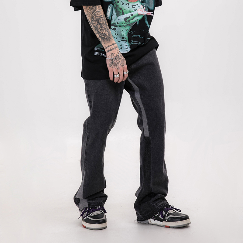 Patchwork drop jeans