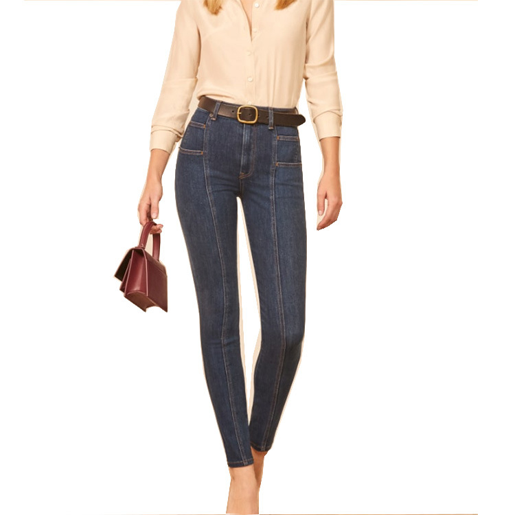 جينز نسائي بتصميم خياطة نحيفة