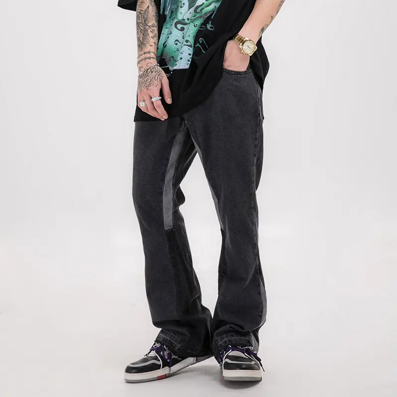 Patchwork drop jeans