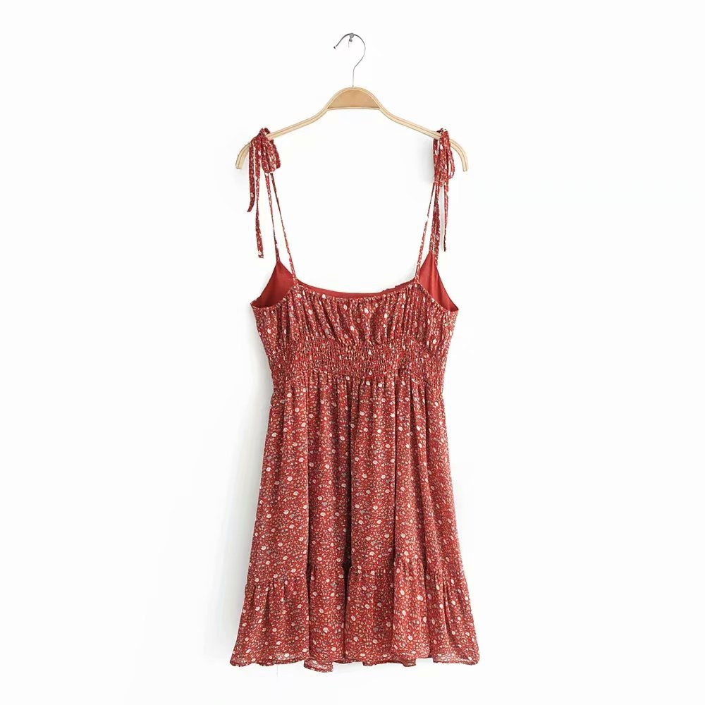 Sling print chiffon dress