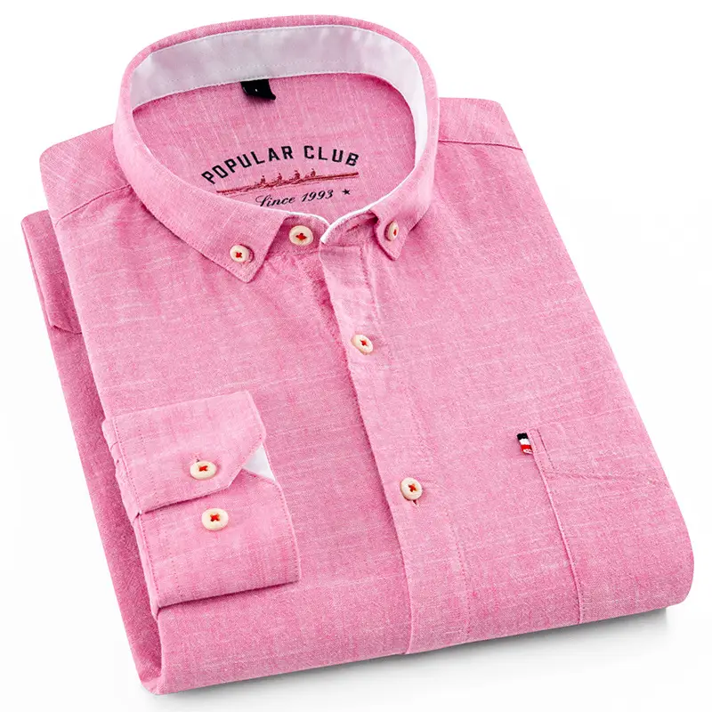 Cotton and linen shirt with long sleeves