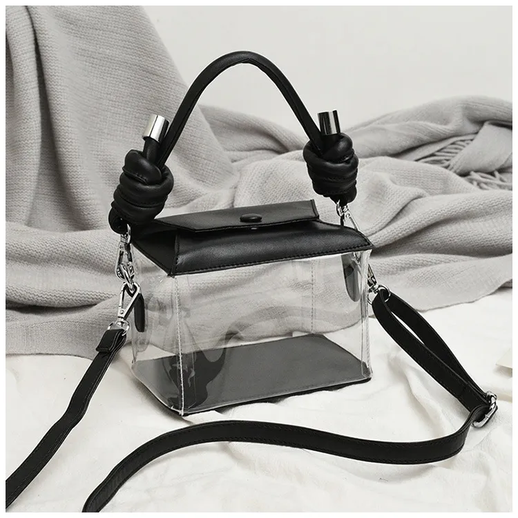 Fashion transparent small square bag - Black