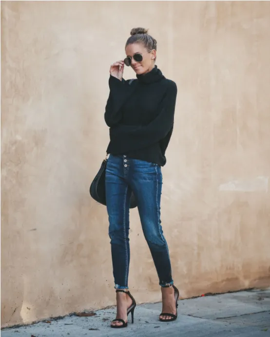 Ripped washed sexy denim pants Navy Blue - Shop at LoveMi