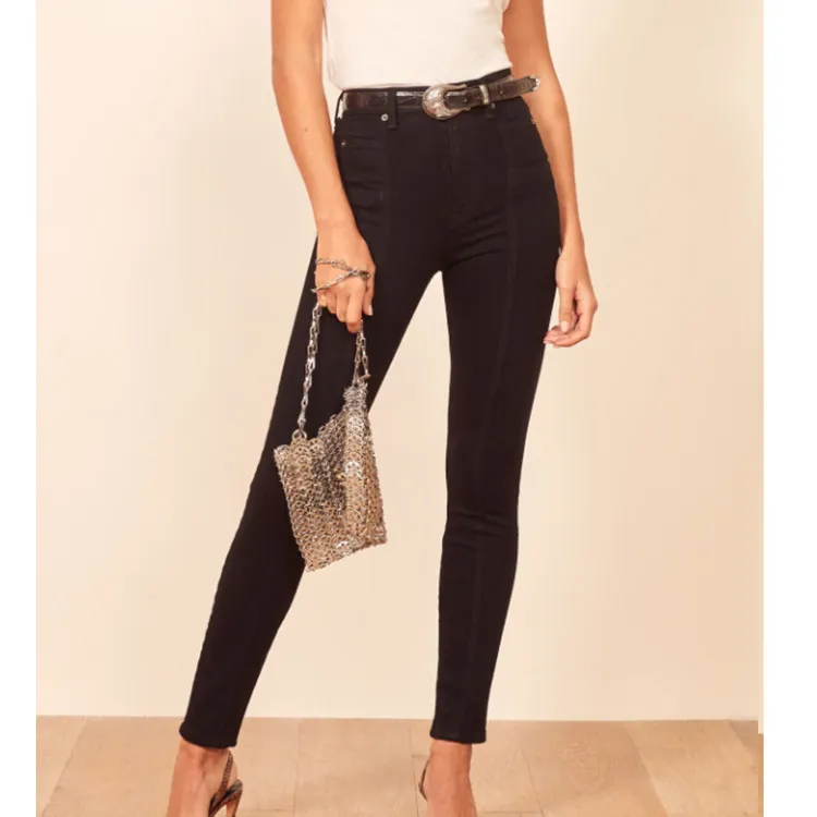 Stitching slimming ladies jeans - Black