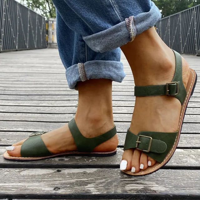 Flat low heel sandals Green - Shop at LoveMi