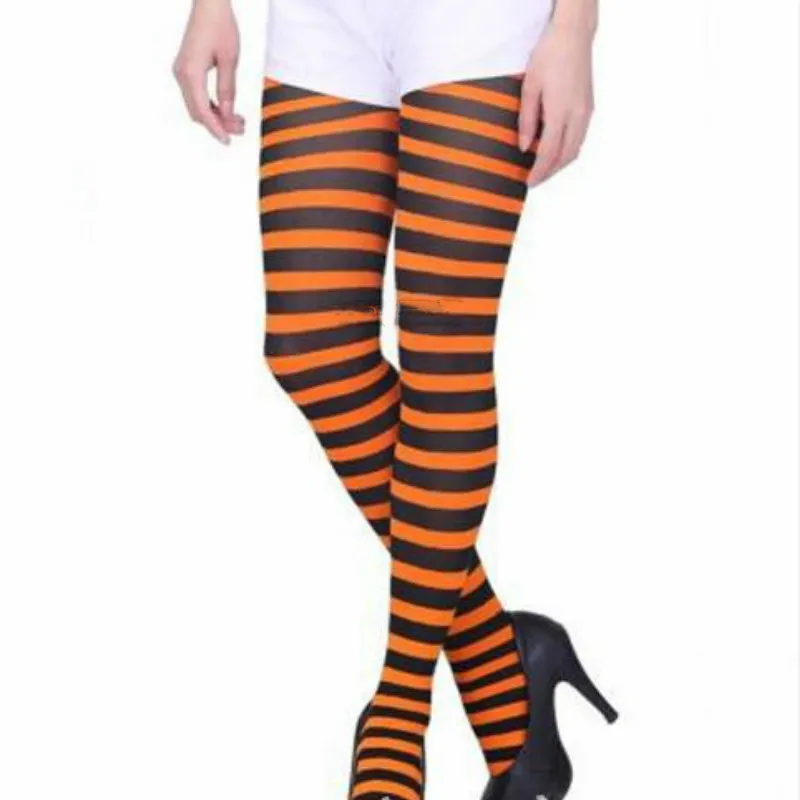 Masquerade party striped stockings - Orange