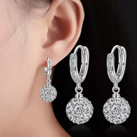 Zircon Earring Round Diamond Ball Earrings Women