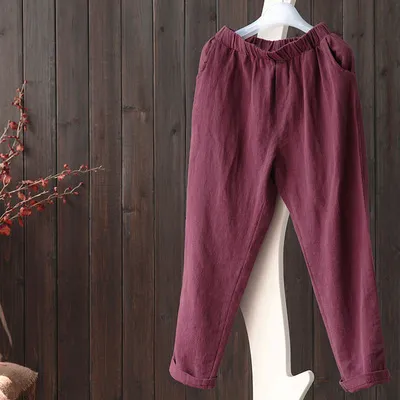 Cotton and linen harem pants Red - Shop at LoveMi