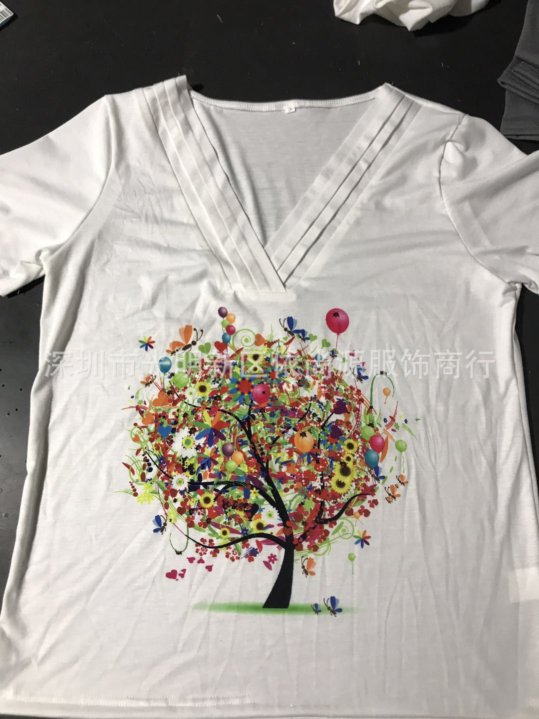 Casual printed V-neck short sleeves