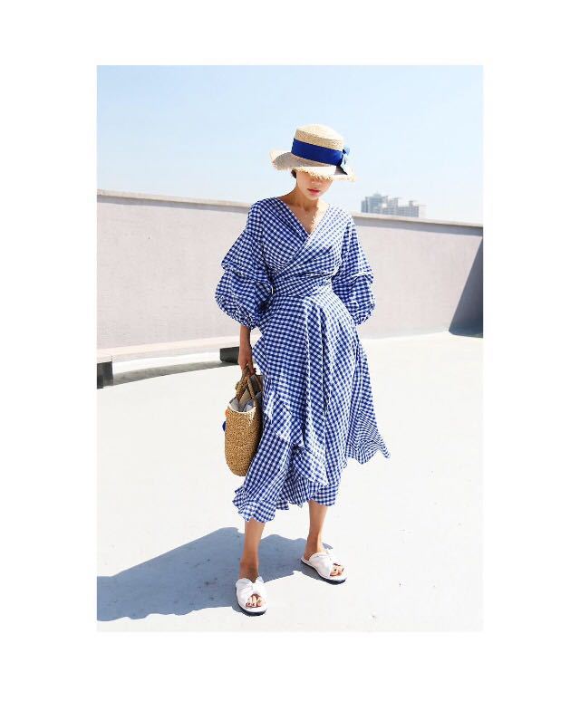 Belted belted check dress