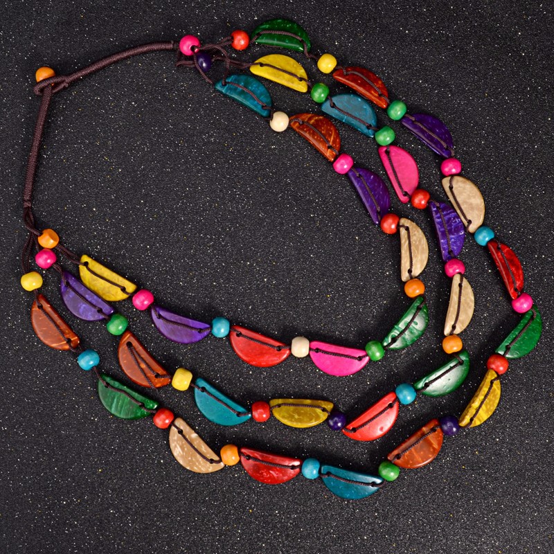 Layered coconut shell necklace