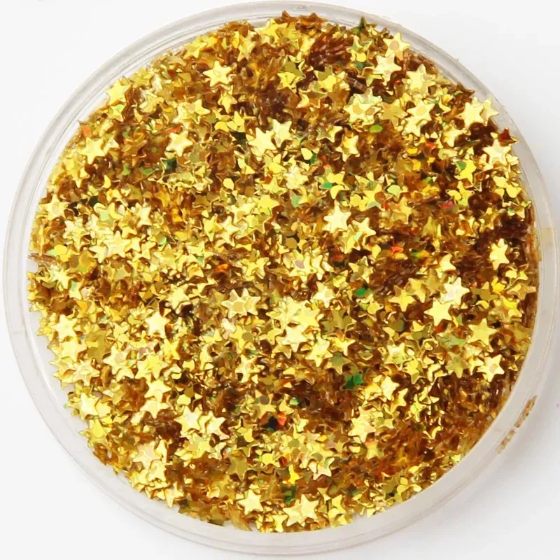 3mm five-pointed star sequin nail patch - Laser Gold