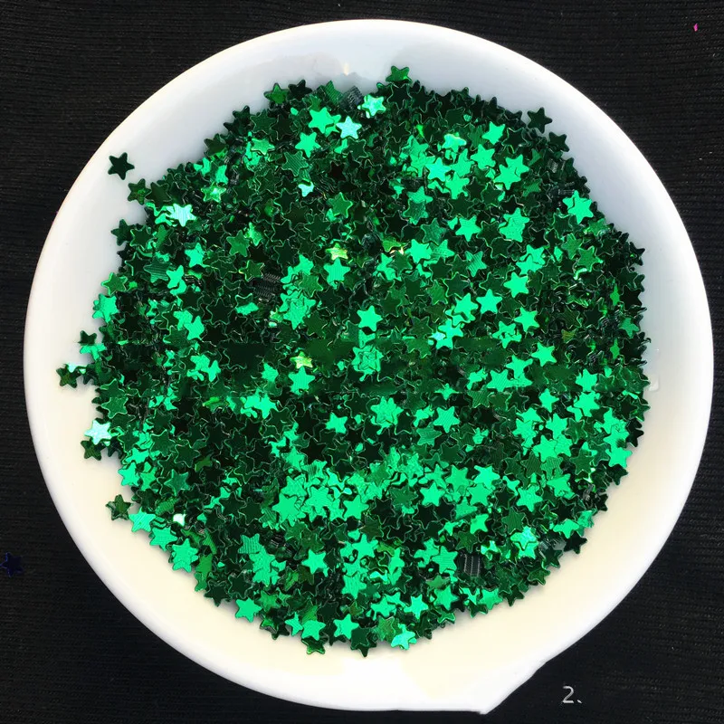 3mm five-pointed star sequin nail patch - Dark Green