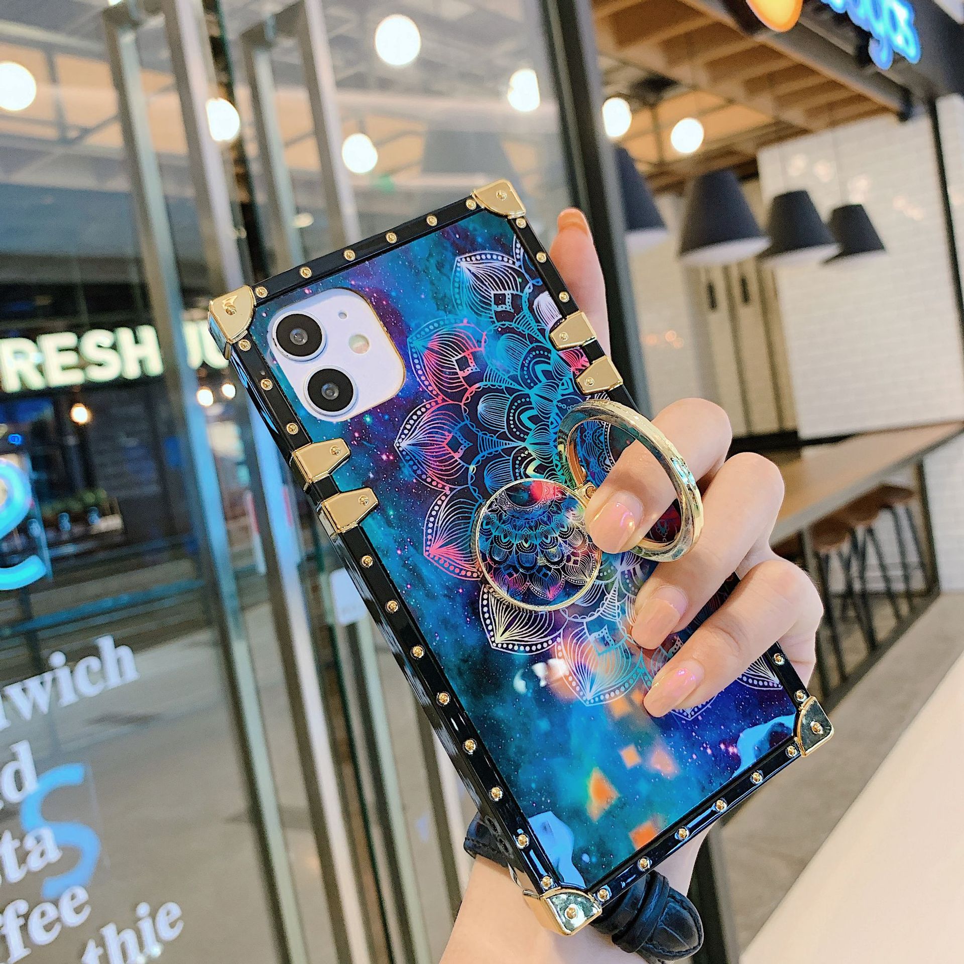 Square starry sky flower phone case - Image 2