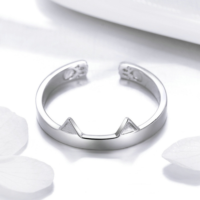 S925 sterling silver cute cat ear ring