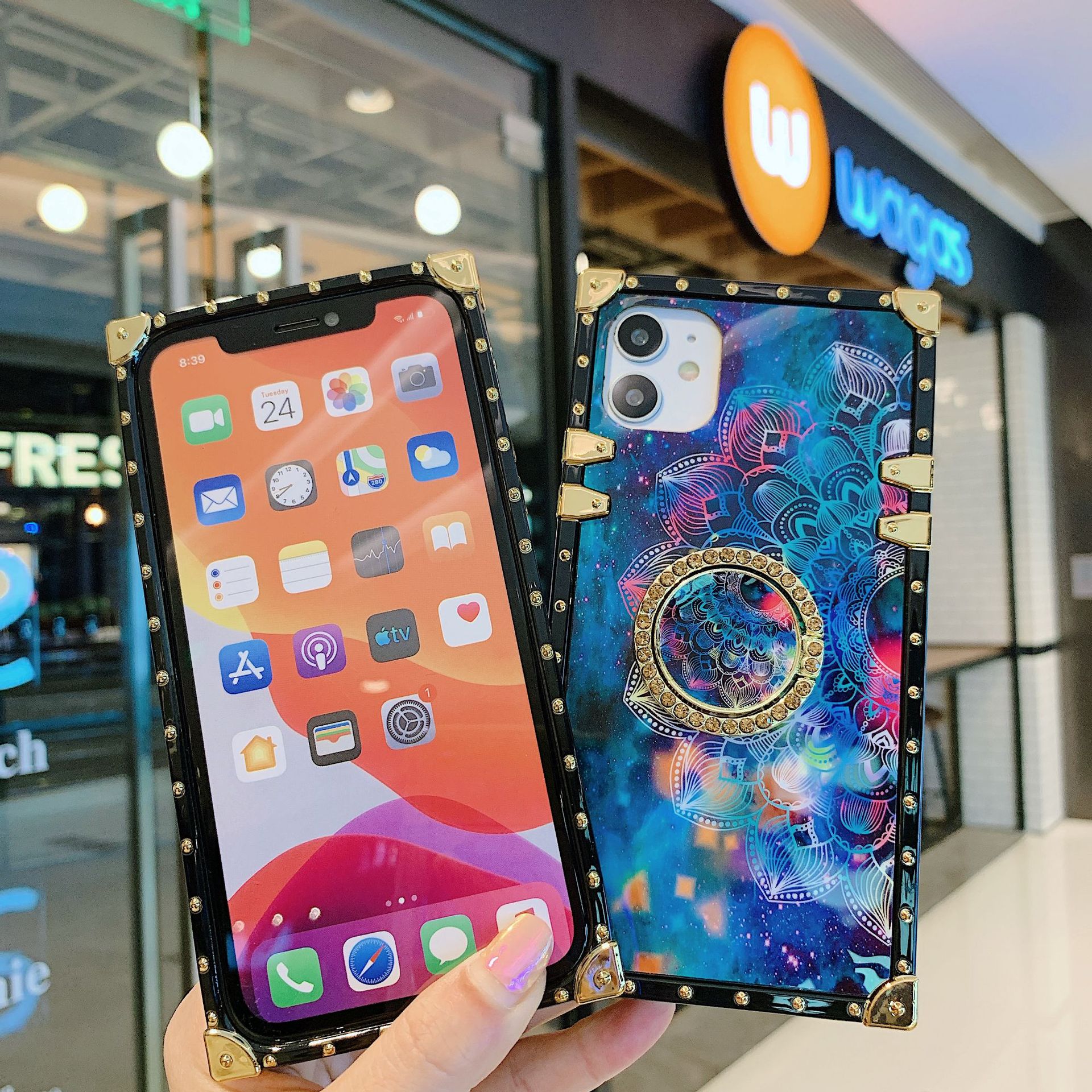 Square starry sky flower phone case - Image 3