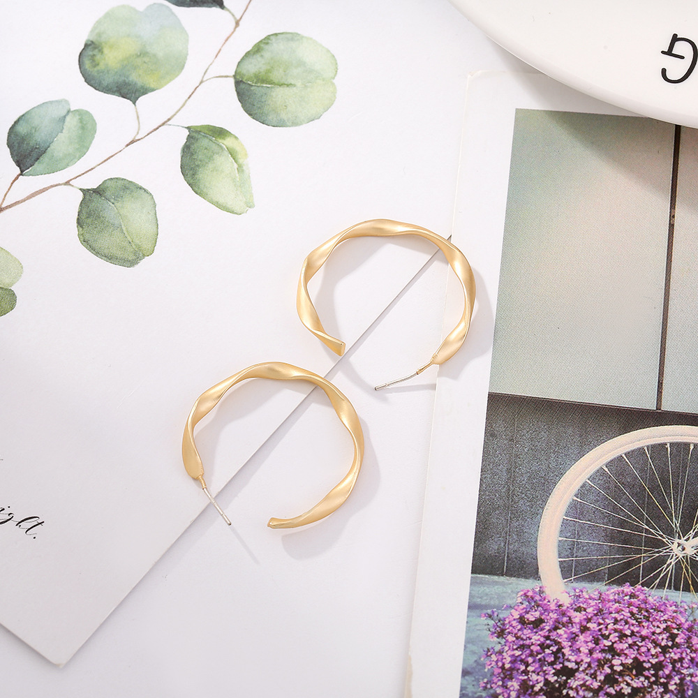 Geometric wave circle earrings