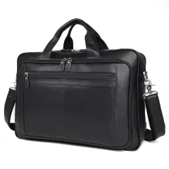 Men's leather briefcase - Black - View 1