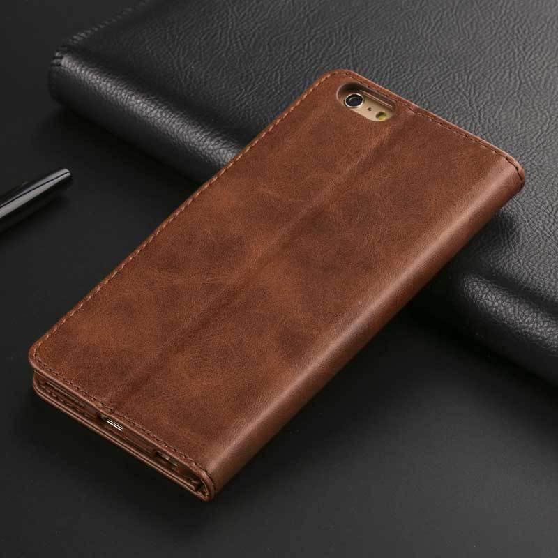 Calfskin retro flip wallet phone holster