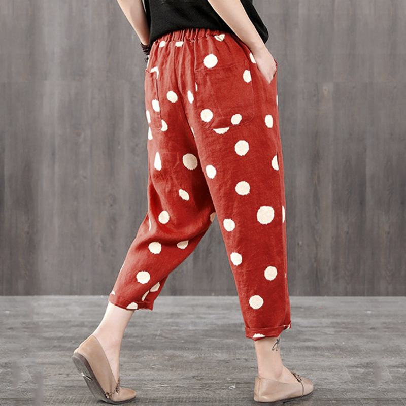 Dot plus size loose women's casual trousers