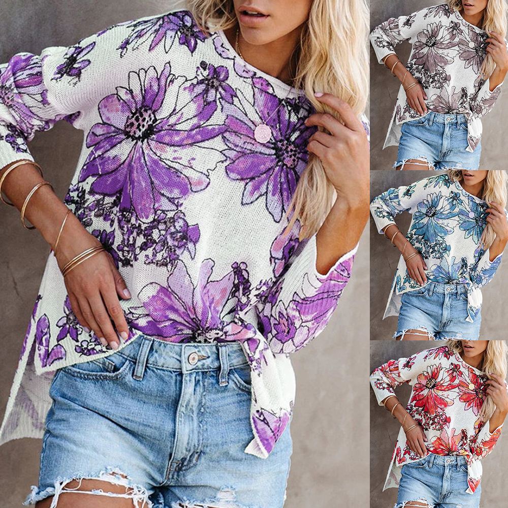 Crew neck printed sweater