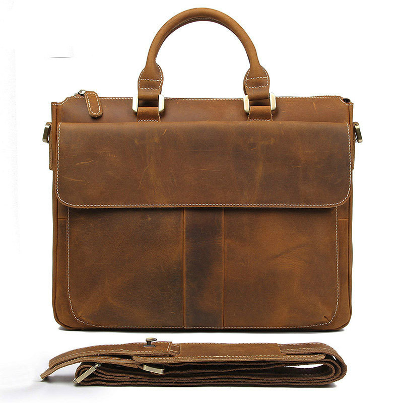 Retro Crazy Horse Leather Crossbody Bag Brown - Shop at LoveMi