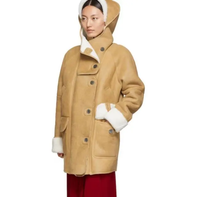 Camel fur cute bear hooded zipper long coat Faux Fur Camel - Shop at LoveMi