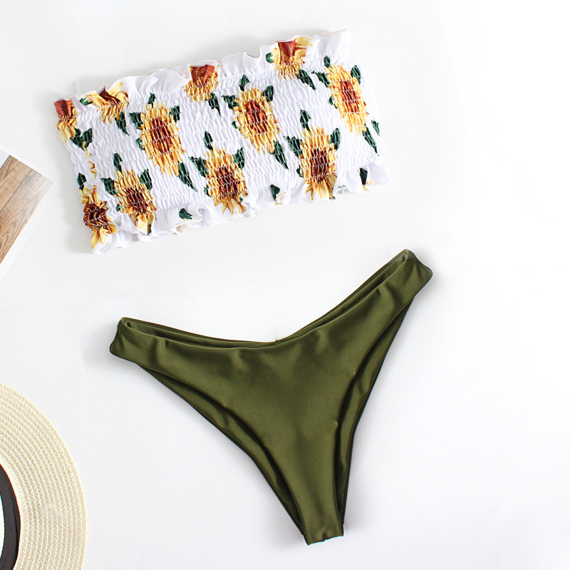 Split swimsuit pleated sexy bikini