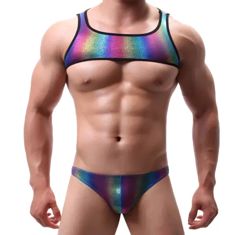 Men's Tight Rainbow Tank Top Shorts
