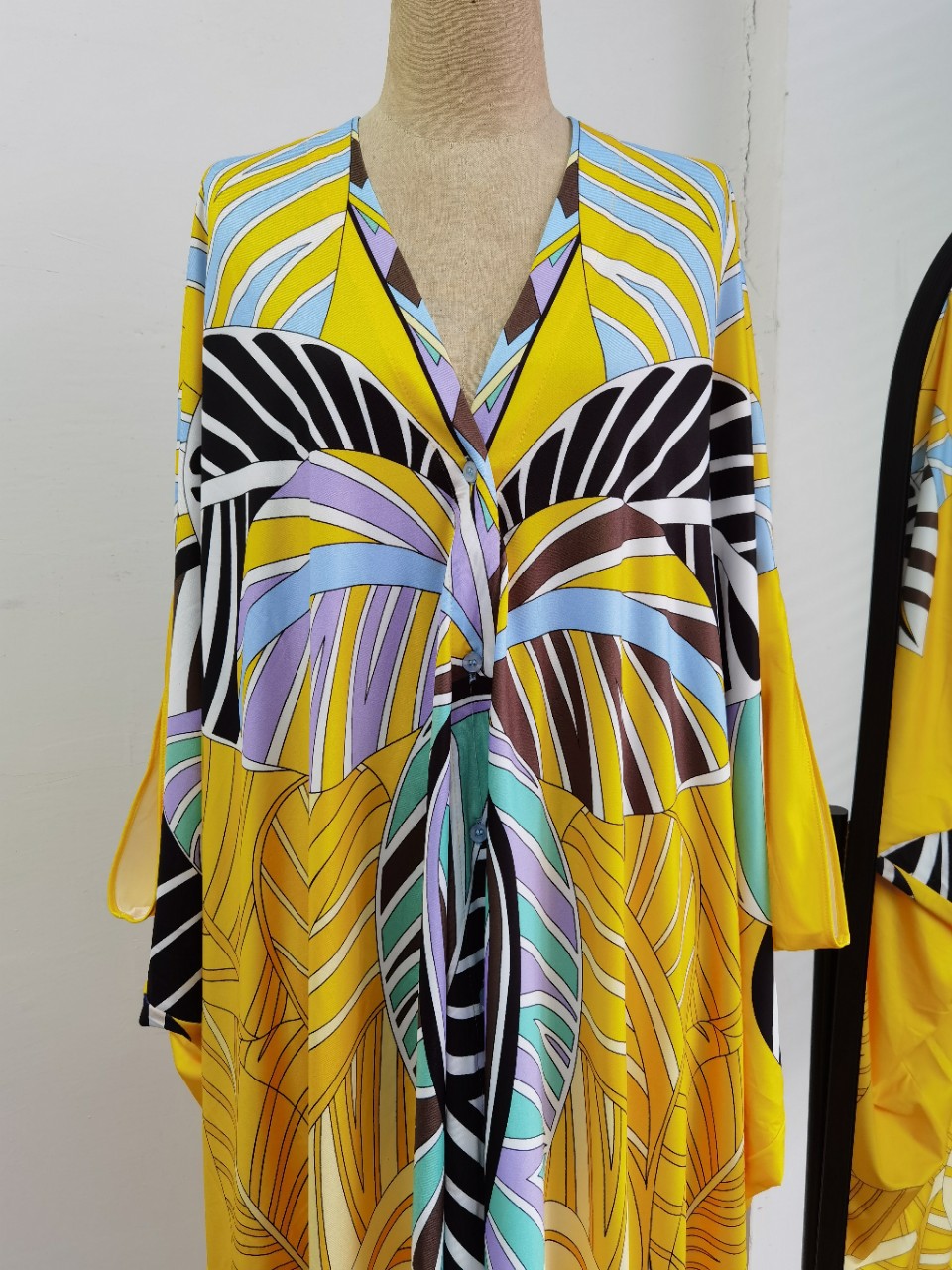 Ⅴ-neck one-breasted knitted silk loose dress